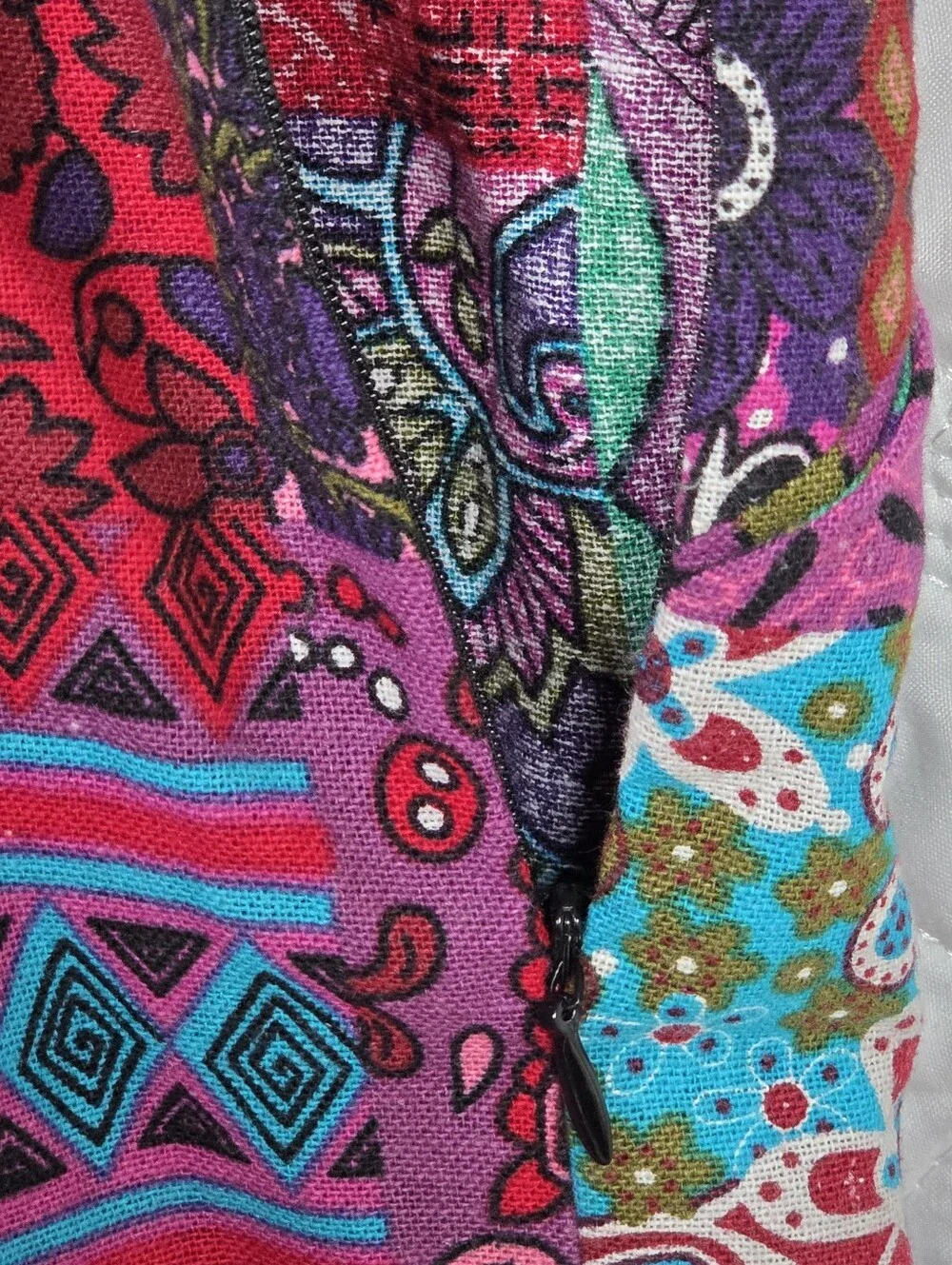 Colorful Patchwork Boho Overalls Jumpsuit Size Small 65% Cotton Festival Hippie